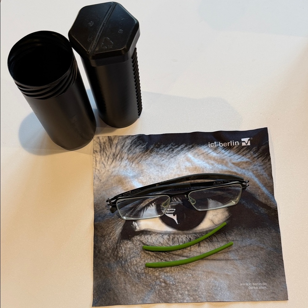 ic! berlin Lior A. Black Stainless Steel Eyeglass Frames | Full Set